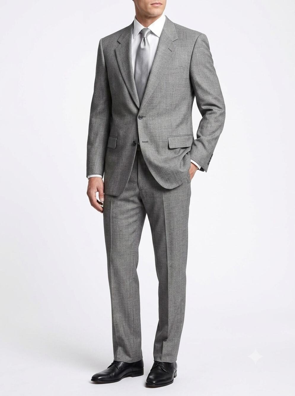 VTG Burberry London 2 Piece Suit Set Mens 44L Gray Pure Wool Formal Made in USA